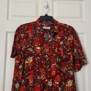 Tommy Bahama brown button down tropical shirt size L